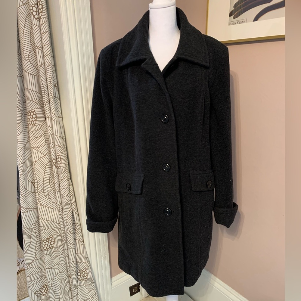 Liz Claiborne Charcoal Wool Coat,size 16,Normcore,Minimalist, Timeless coats